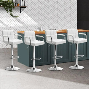 Artiss Set of 4 Bar Stools Gas lift Swivel - Steel and White Deals499
