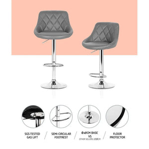 Artiss Set of 4 Bar Stools PU Leather Diamond Style - Grey Deals499