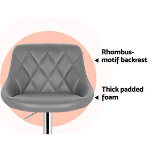 Artiss Set of 4 Bar Stools PU Leather Diamond Style - Grey Deals499
