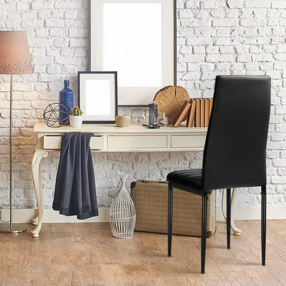 Artiss Set of 4 Dining Chairs PVC Leather - Black Deals499