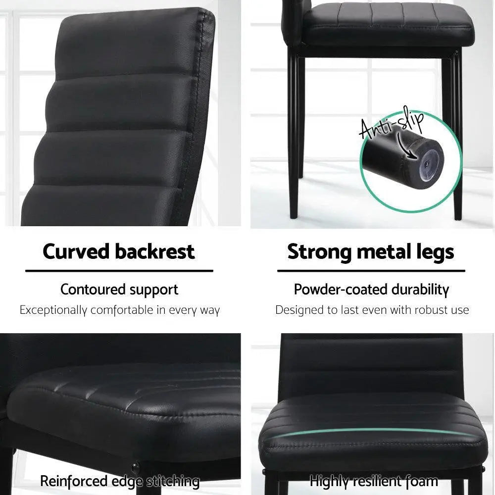 Artiss Set of 4 Dining Chairs PVC Leather - Black Deals499