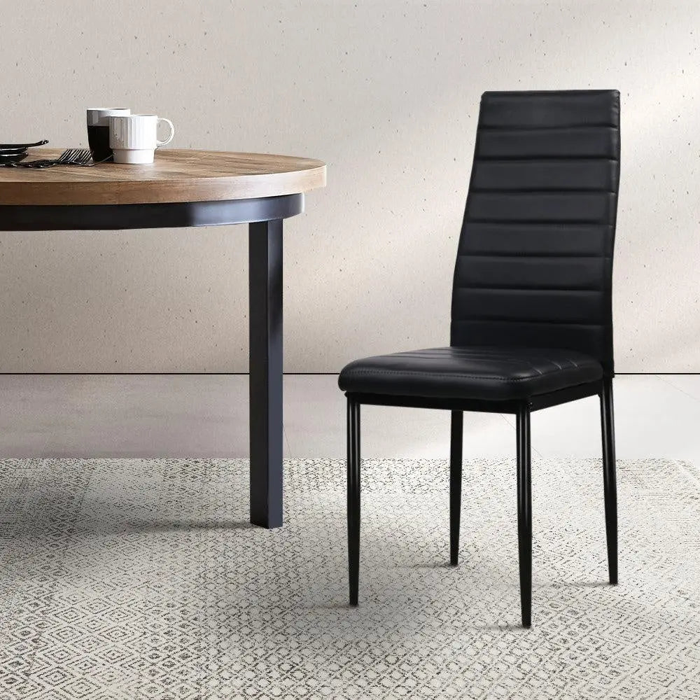 Artiss Set of 4 Dining Chairs PVC Leather - Black Deals499