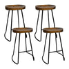 Artiss Set of 4 Elm Wood Backless Bar Stools 65cm - Black and Dark Natural Deals499