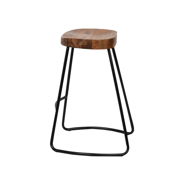 Artiss Set of 4 Elm Wood Backless Bar Stools 65cm - Black and Dark Natural Deals499