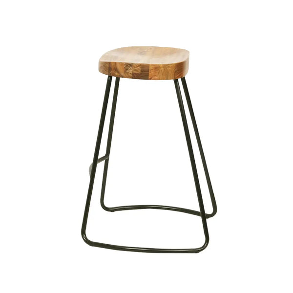 Artiss Set of 4 Elm Wood Backless Bar Stools 65cm - Black and Light Natural Deals499