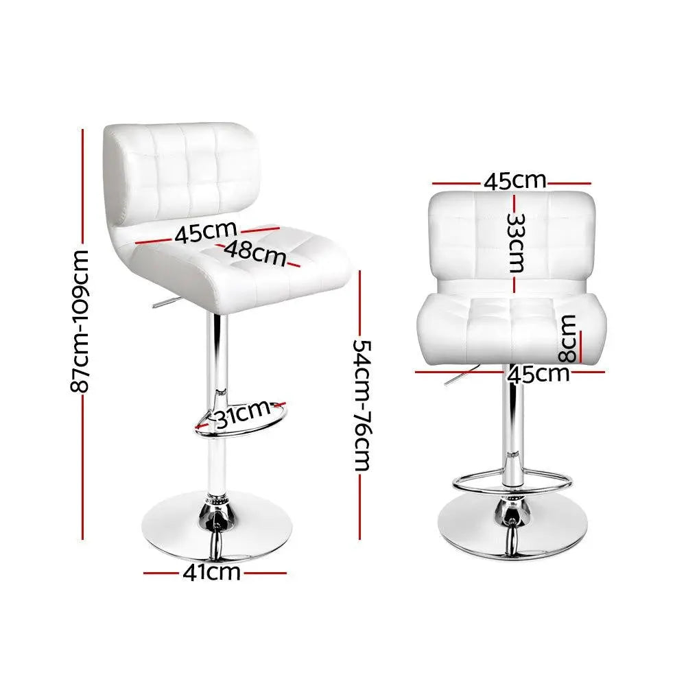 Artiss Set of 4 PU Leather Gas Lift Bar Stools - White and Chrome Deals499