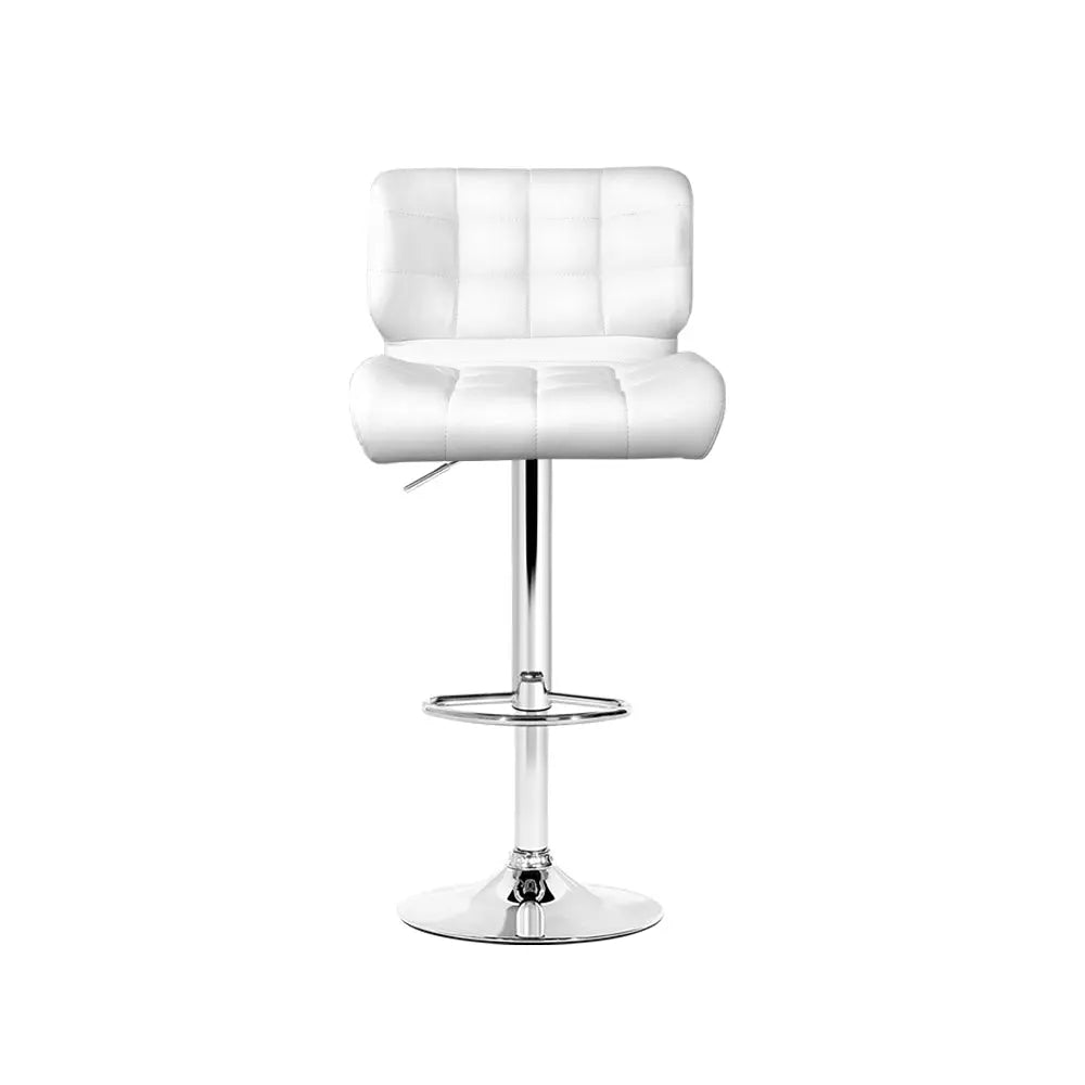 Artiss Set of 4 PU Leather Gas Lift Bar Stools - White and Chrome Deals499