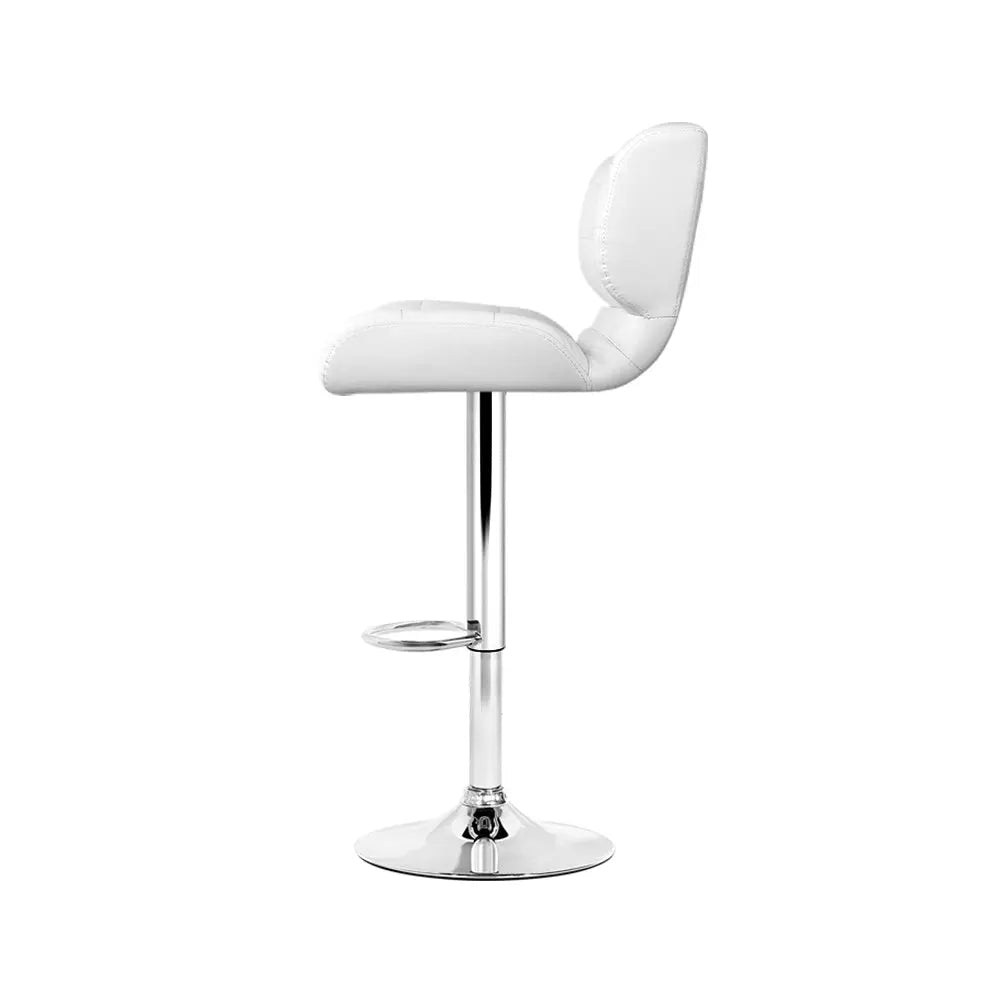 Artiss Set of 4 PU Leather Gas Lift Bar Stools - White and Chrome Deals499