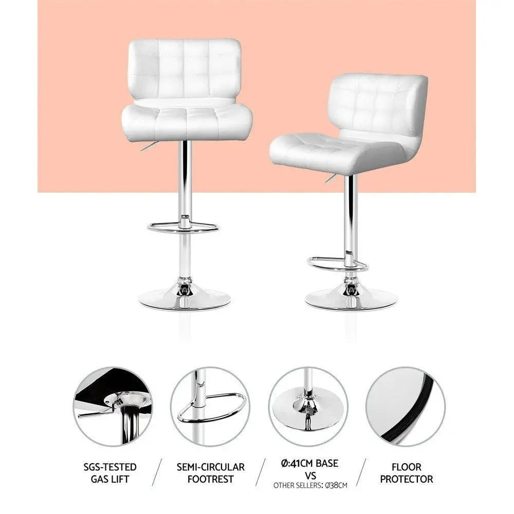 Artiss Set of 4 PU Leather Gas Lift Bar Stools - White and Chrome Deals499