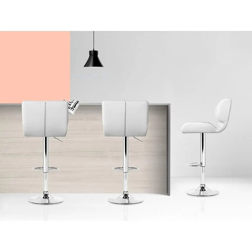 Artiss Set of 4 PU Leather Gas Lift Bar Stools - White and Chrome Deals499