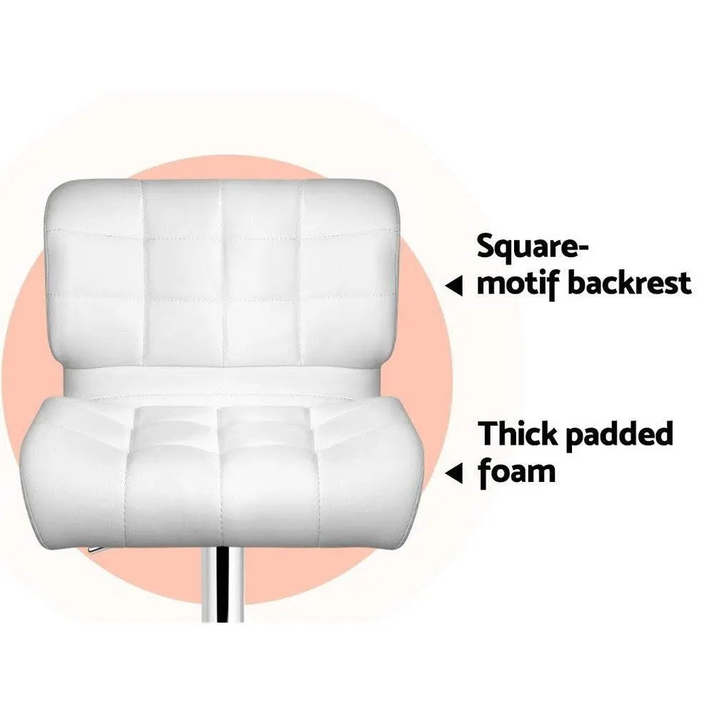 Artiss Set of 4 PU Leather Gas Lift Bar Stools - White and Chrome Deals499