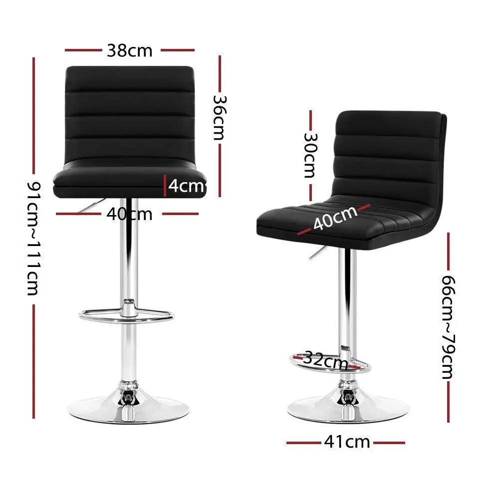 Artiss Set of 4 PU Leather Lined Pattern Bar Stools- Black and Chrome Deals499