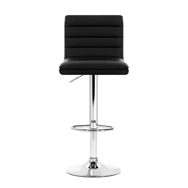 Artiss Set of 4 PU Leather Lined Pattern Bar Stools- Black and Chrome Deals499