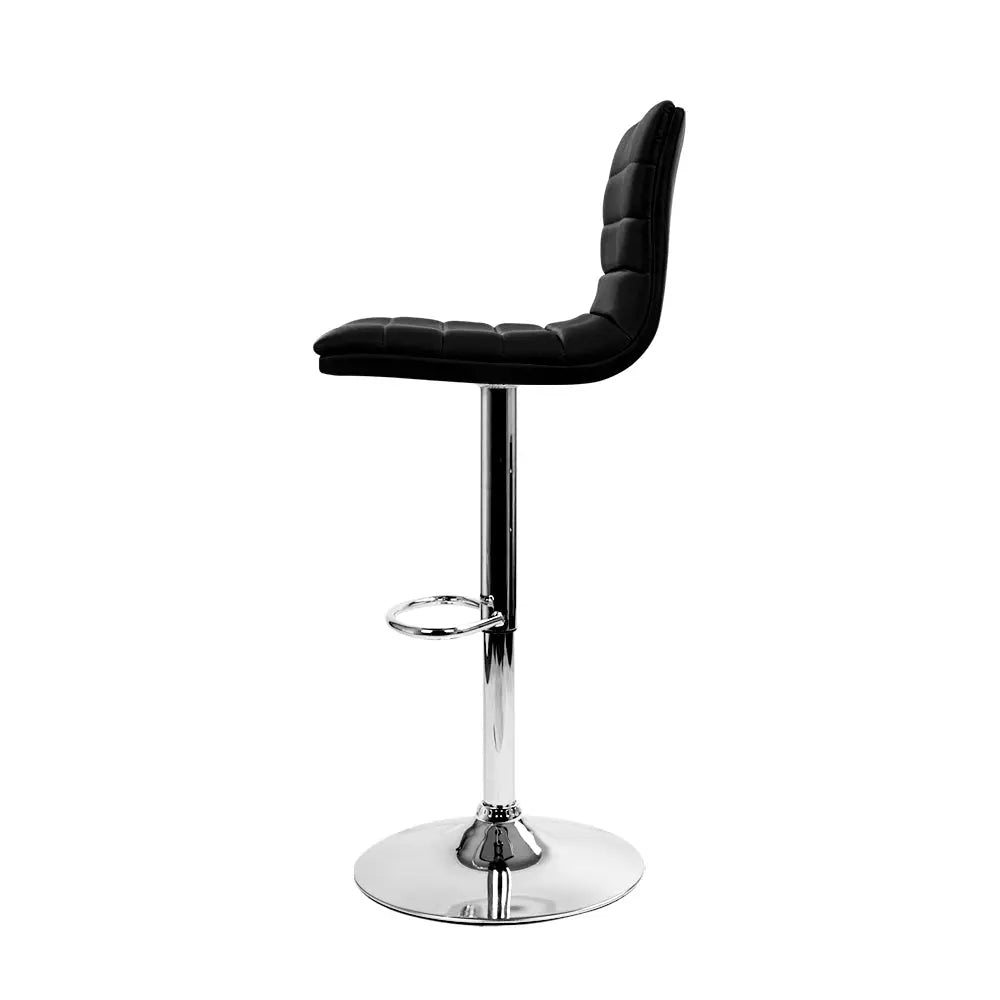 Artiss Set of 4 PU Leather Lined Pattern Bar Stools- Black and Chrome Deals499