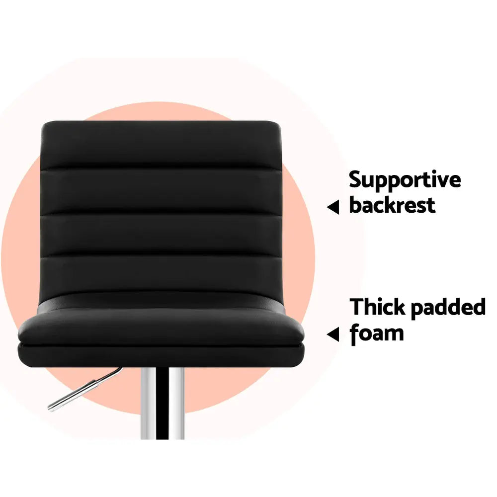 Artiss Set of 4 PU Leather Lined Pattern Bar Stools- Black and Chrome Deals499