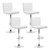Artiss Set of 4 PU Leather Lined Pattern Bar Stools- White and Chrome Deals499