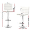 Artiss Set of 4 PU Leather Lined Pattern Bar Stools- White and Chrome Deals499