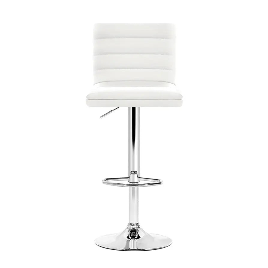 Artiss Set of 4 PU Leather Lined Pattern Bar Stools- White and Chrome Deals499