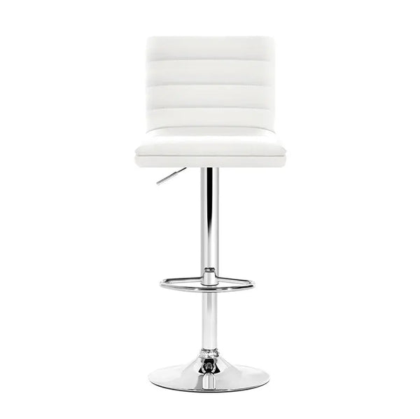 Artiss Set of 4 PU Leather Lined Pattern Bar Stools- White and Chrome Deals499