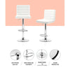 Artiss Set of 4 PU Leather Lined Pattern Bar Stools- White and Chrome Deals499
