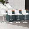 Artiss Set of 4 PU Leather Lined Pattern Bar Stools- White and Chrome Deals499