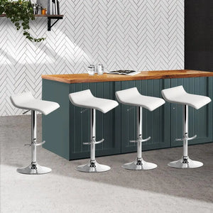 Artiss Set of 4 PU Leather Wave Style Bar Stools - White Deals499
