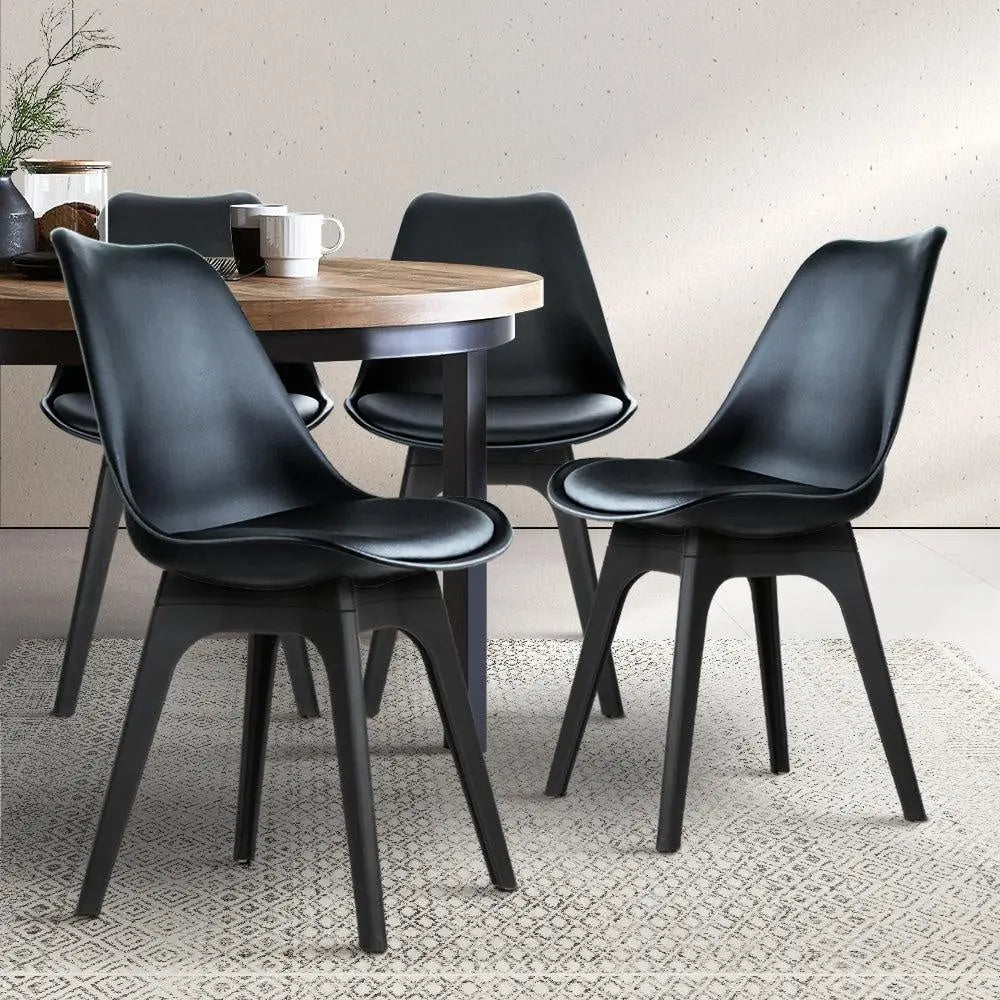 Artiss Set of 4 Retro Padded Dining Chair - Black Deals499