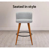 Artiss Set of 4 Wooden Fabric Bar Stools Circular Footrest - Light Grey Deals499