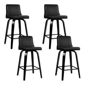 Artiss Set of 4 Wooden PU Leather Bar Stool - Black Deals499