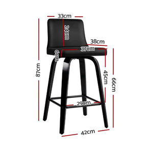 Artiss Set of 4 Wooden PU Leather Bar Stool - Black Deals499