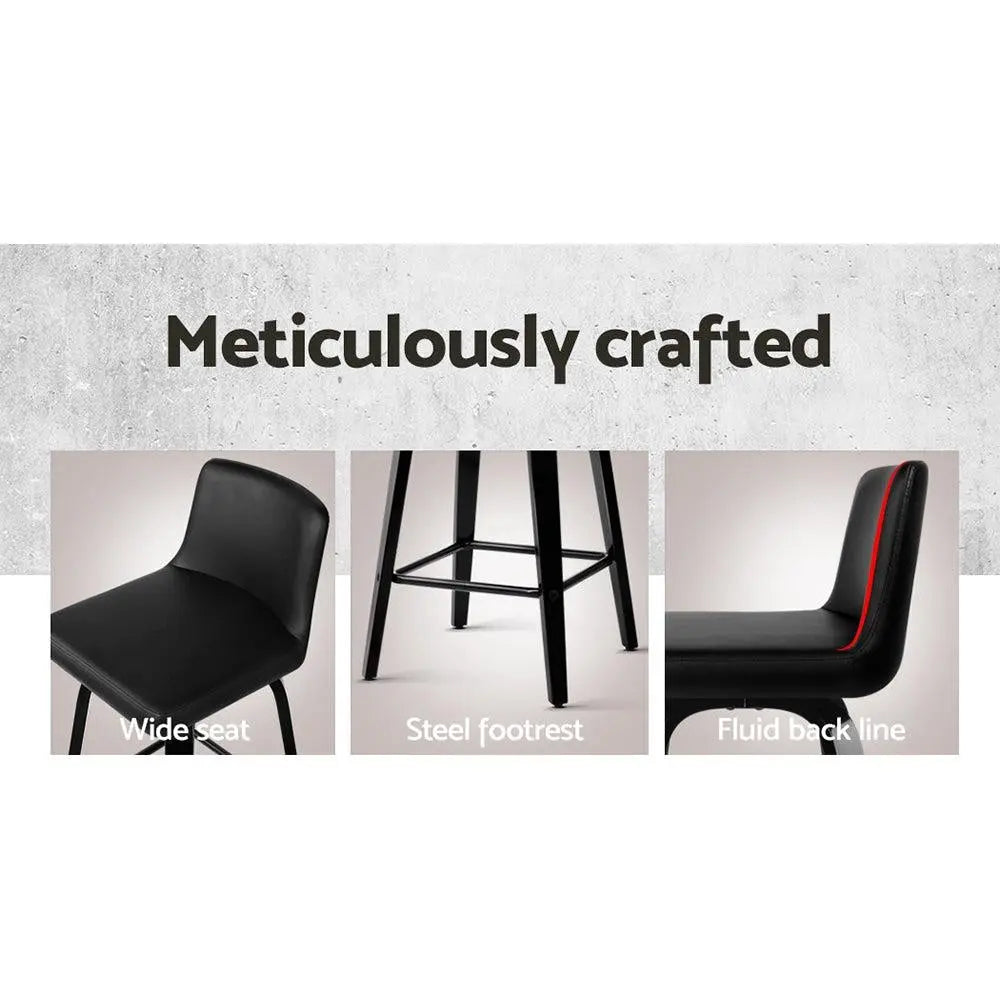 Artiss Set of 4 Wooden PU Leather Bar Stool - Black Deals499