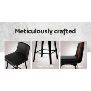 Artiss Set of 4 Wooden PU Leather Bar Stool - Black Deals499