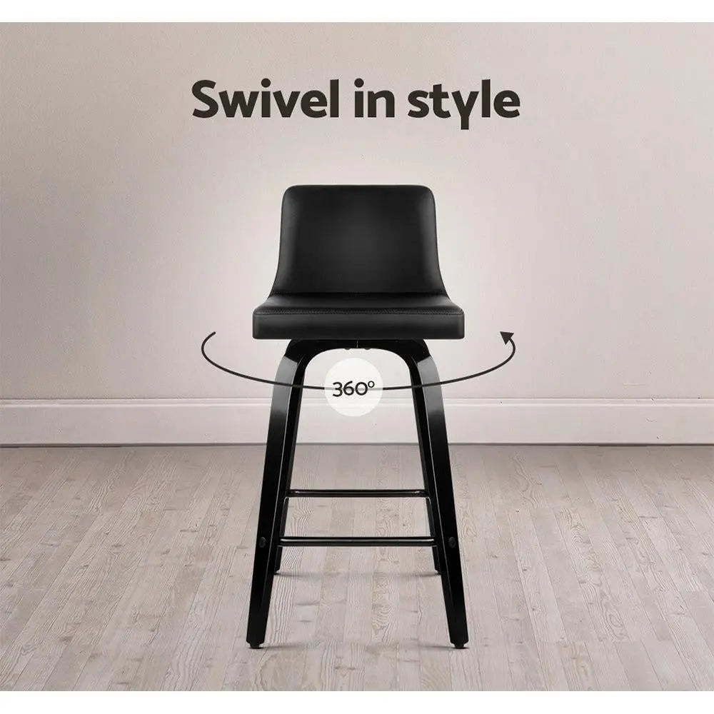 Artiss Set of 4 Wooden PU Leather Bar Stool - Black Deals499