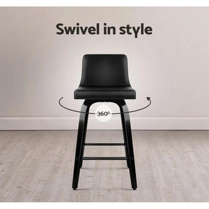 Artiss Set of 4 Wooden PU Leather Bar Stool - Black Deals499