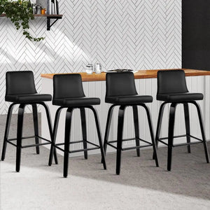 Artiss Set of 4 Wooden PU Leather Bar Stool - Black Deals499