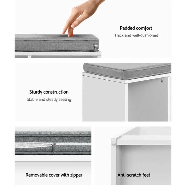 Artiss Shoe Cabinet Bench Shoes Organiser Storage Rack Shelf White Box Seat Deals499
