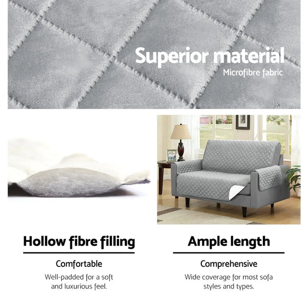 Artiss Sofa Cover Quilted Couch Covers Lounge Protector Slipcovers 3 Seater Grey Deals499
