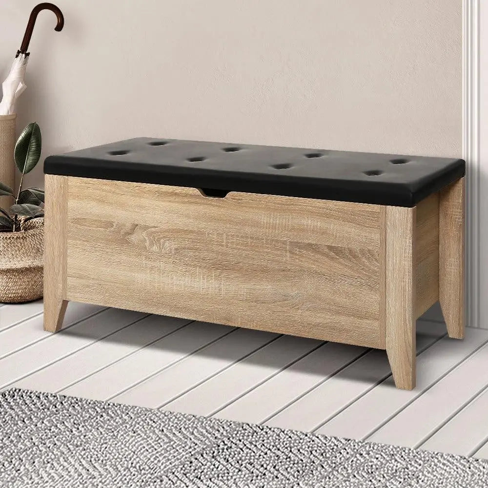 Artiss Storage Ottoman Blanket Box Leather Bench Foot Stool Chest Toy Oak Couch Deals499