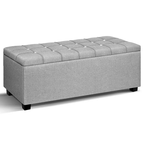 Artiss Storage Ottoman Footstool Blanket Box Foot Stool Bench Toy Seat Grey Deals499