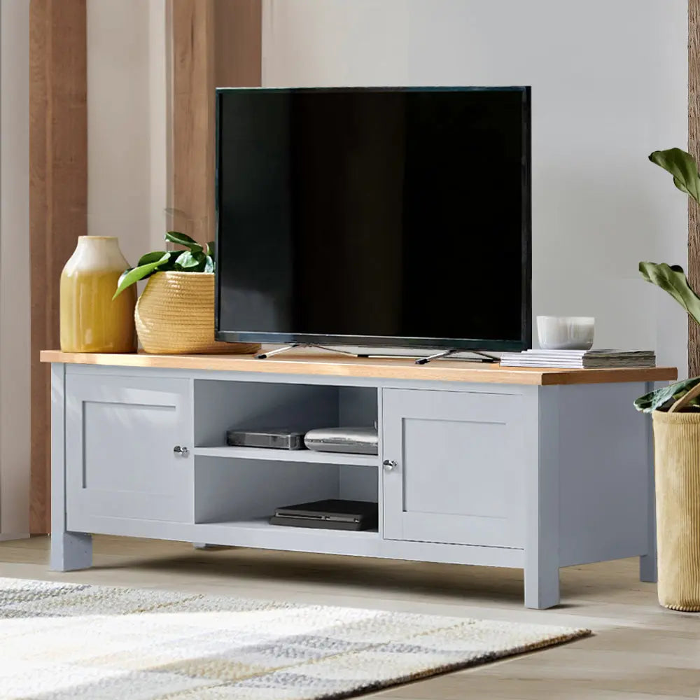 Artiss TV Cabinet Entertainment Unit Stand French Provincial Storage Shelf Wooden 130cm Grey Deals499