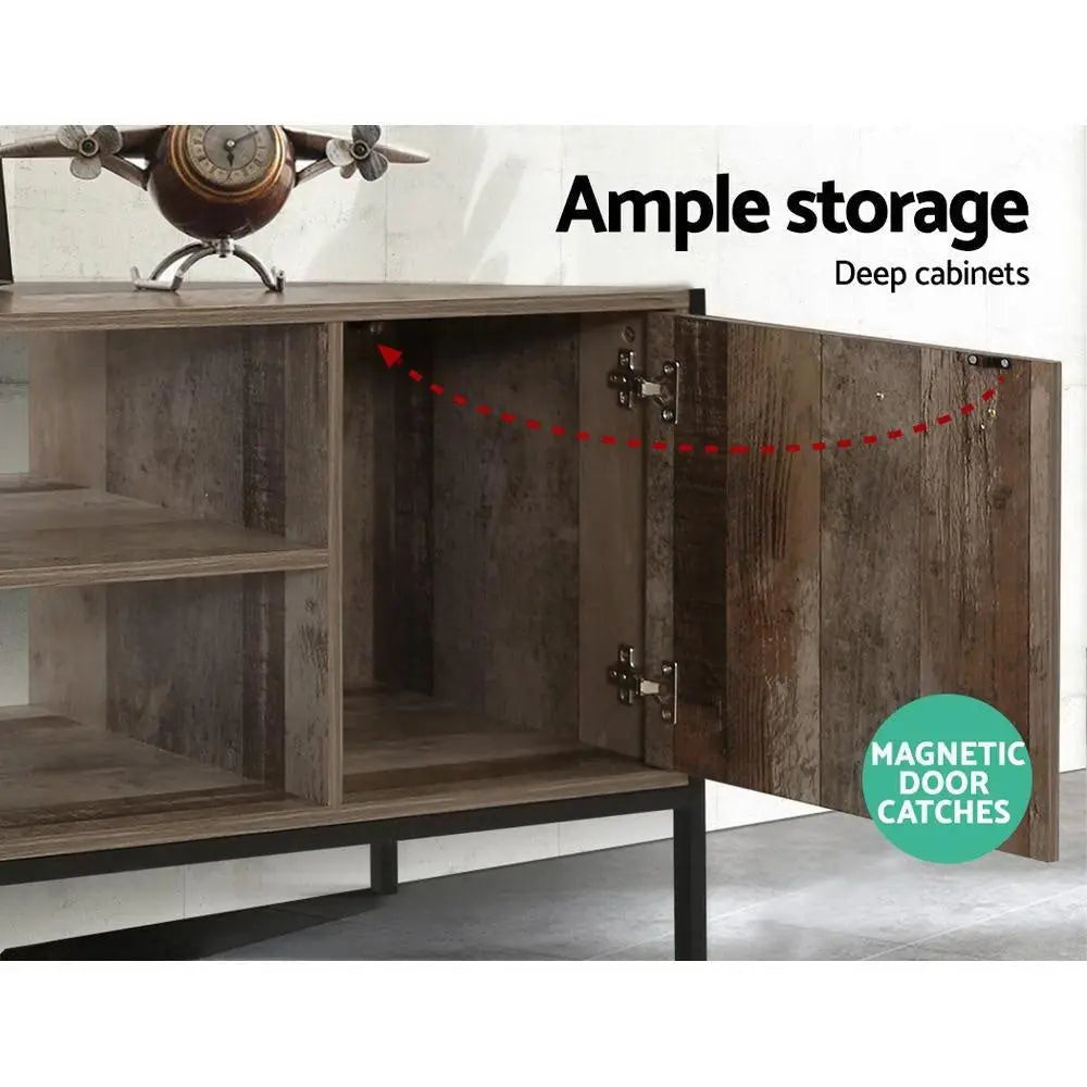 Artiss TV Cabinet Entertainment Unit Stand Storage Wood Industrial Rustic 124cm Deals499