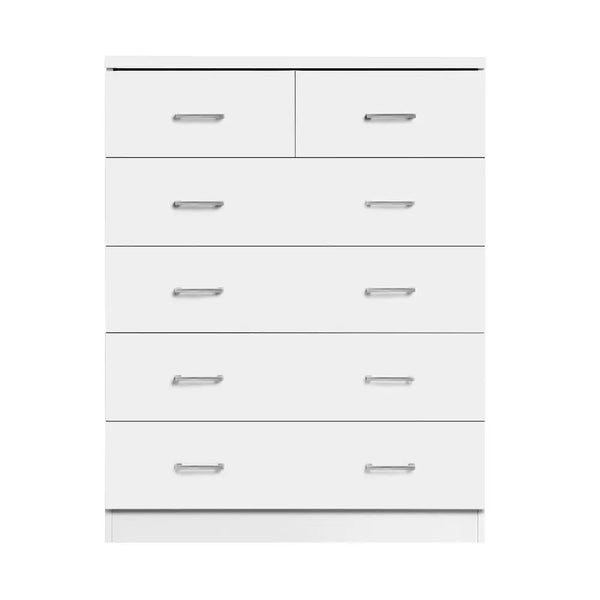 Artiss Tallboy Dresser Table 6 Chest of Drawers Cabinet Bedroom Storage White Deals499