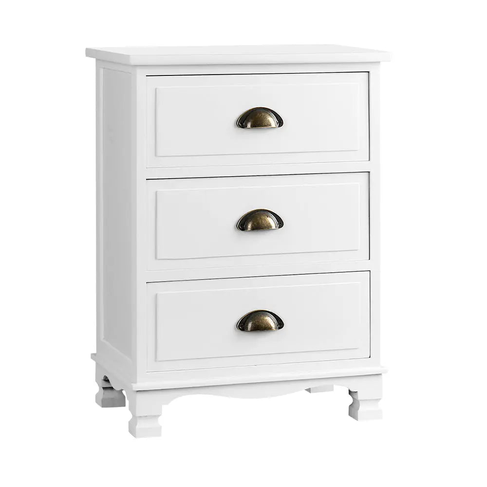 Artiss Vintage Bedside Table Chest Storage Cabinet Nightstand White Deals499