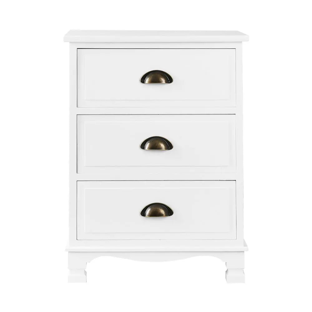 Artiss Vintage Bedside Table Chest Storage Cabinet Nightstand White Deals499