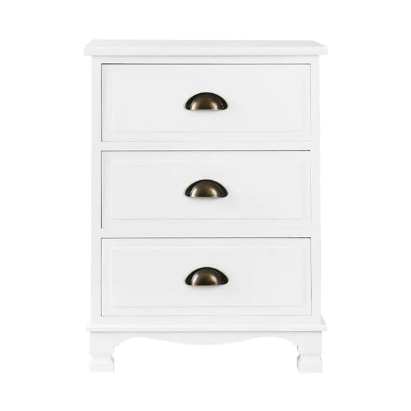 Artiss Vintage Bedside Table Chest Storage Cabinet Nightstand White Deals499