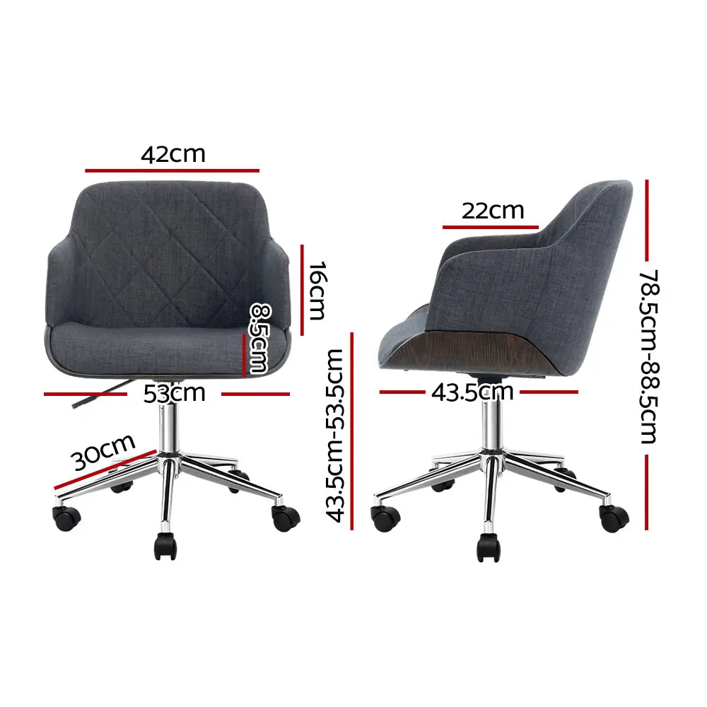 Artiss Wooden Office Chair Computer Gaming Chairs Executive Fabric Grey Deals499