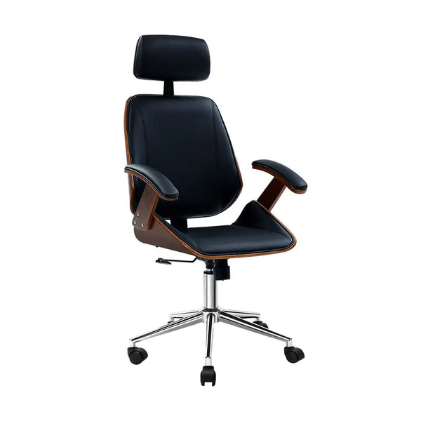 Artiss Wooden Office Chair Computer Gaming Chairs Executive Leather Black Deals499