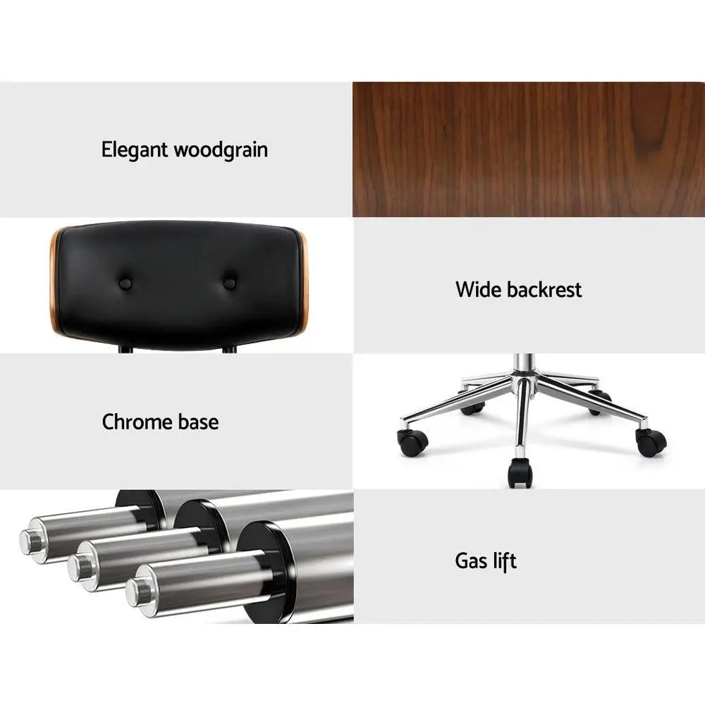 Artiss Wooden & PU Leather Office Desk Chair - Black Deals499