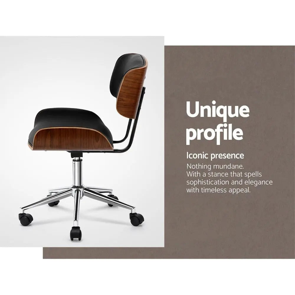 Artiss Wooden & PU Leather Office Desk Chair - Black Deals499