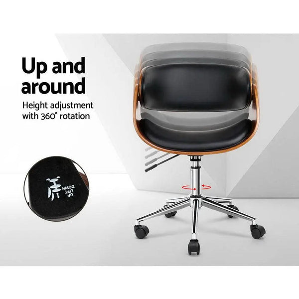 Artiss Wooden & PU Leather Office Desk Chair - Black Deals499